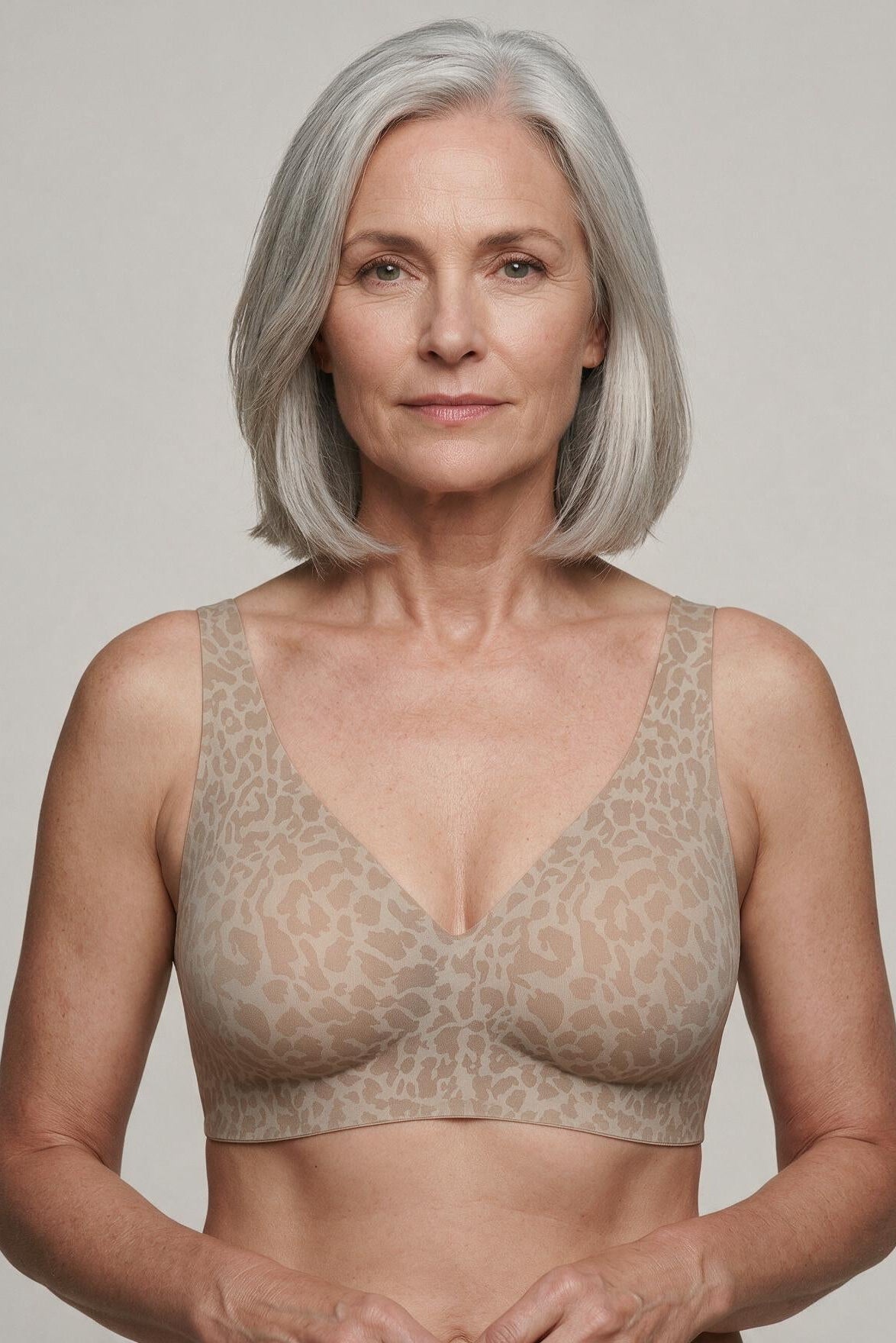 Hult — Wireless Leopard Bra - Beige/Brown Leopard