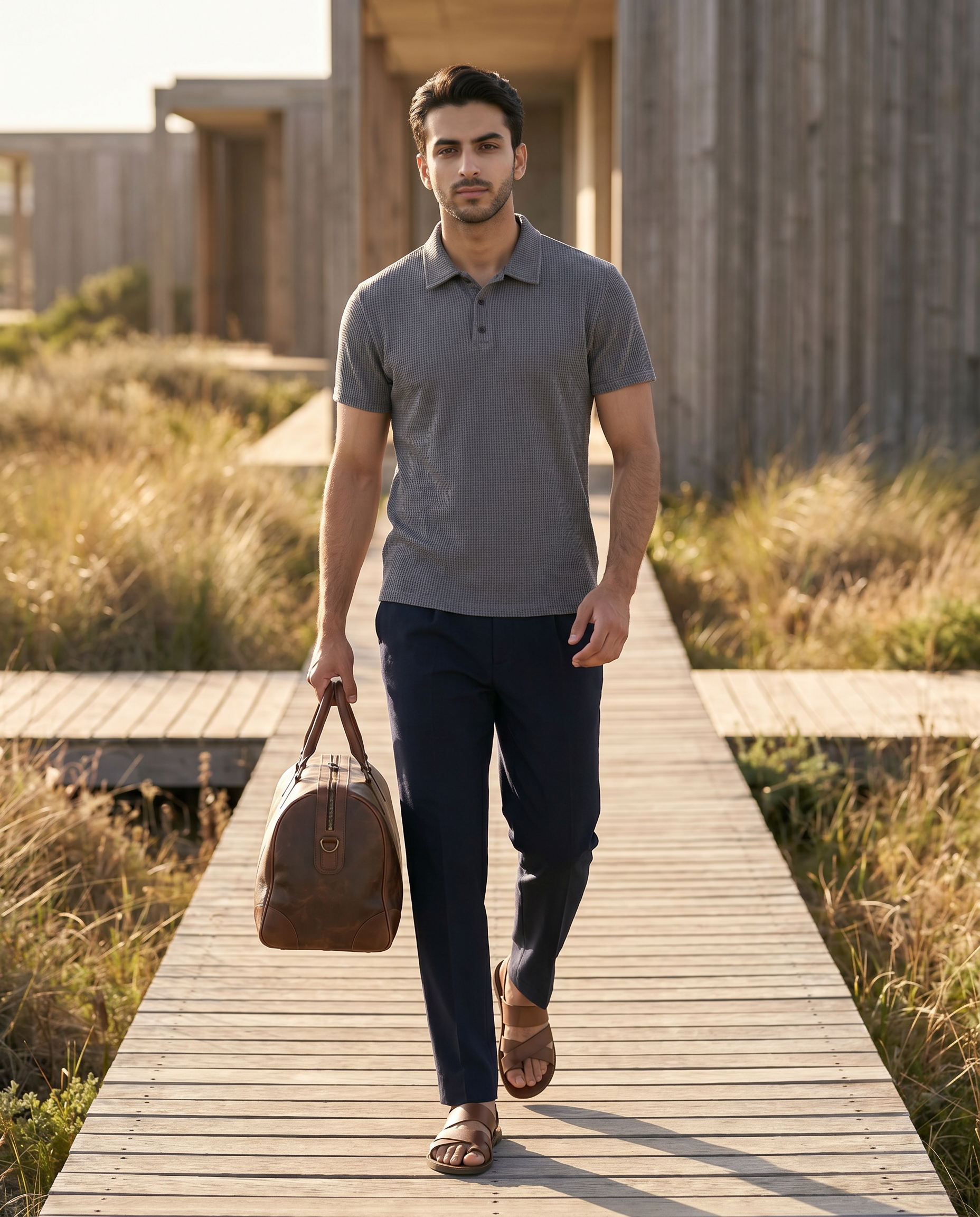 Thermal Knit Polo - Dark Grey