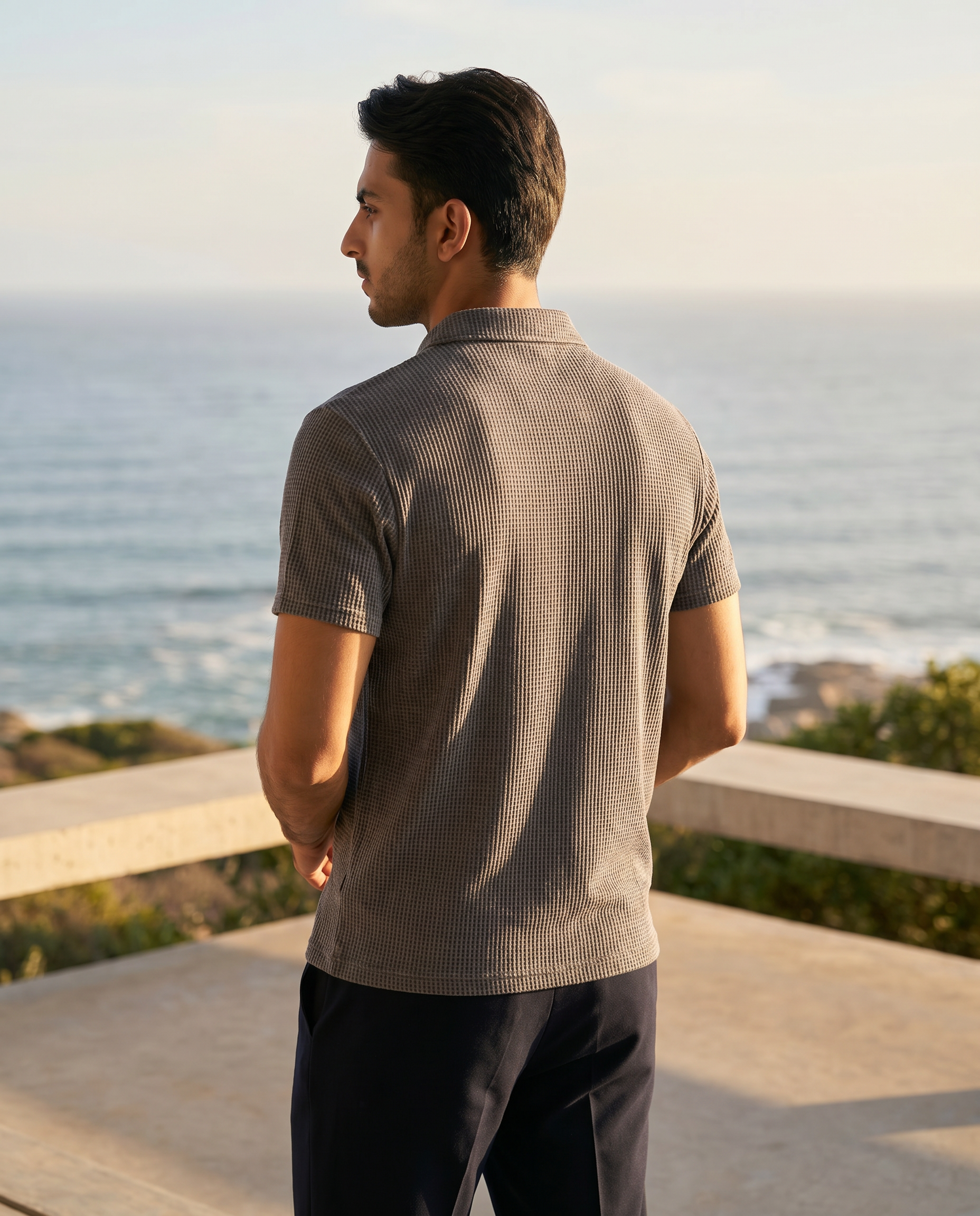 Thermal Knit Polo - Dark Grey