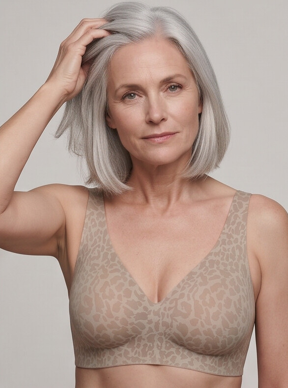 Hult — Wireless Leopard Bra - Beige/Brown Leopard