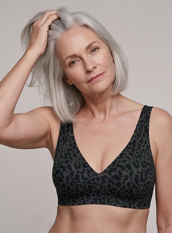Hult — Wireless Leopard Bra - Black/Gray Leopard