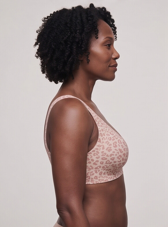 Hult — Wireless Leopard Bra - Pink/Rose Leopard