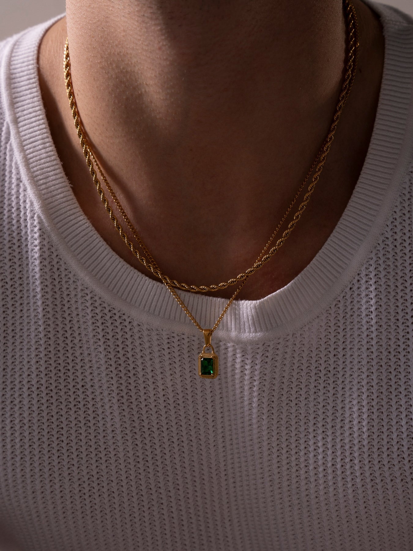 GROENE EDELSTEEN KETTING | 18K Goud