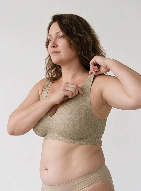 Hult — Wireless Leopard Bra - Beige/Brown Leopard