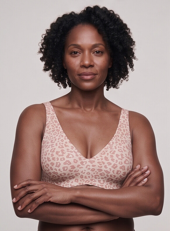 Hult — Wireless Leopard Bra - Pink/Rose Leopard