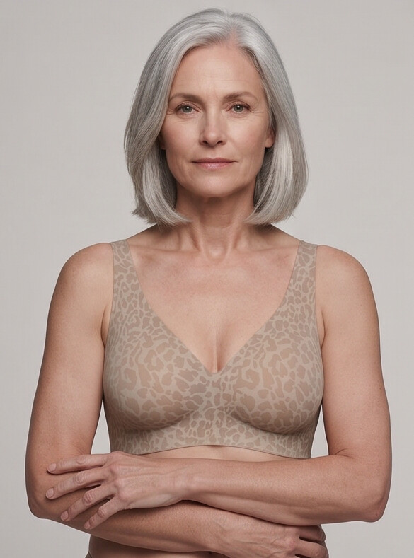 Hult — Wireless Leopard Bra - Beige/Brown Leopard