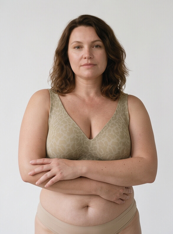 Hult — Wireless Leopard Bra - Beige/Brown Leopard