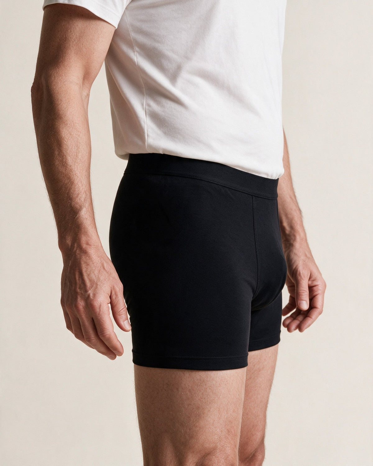 Dalton men's leak-proof boxer brief in Black, side view