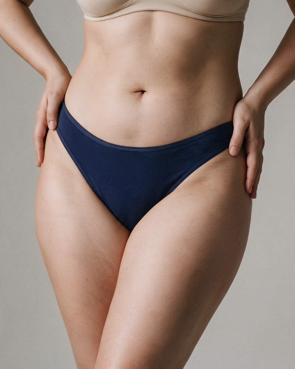 Elodie women's bamboo bikini brief in Navy, front view