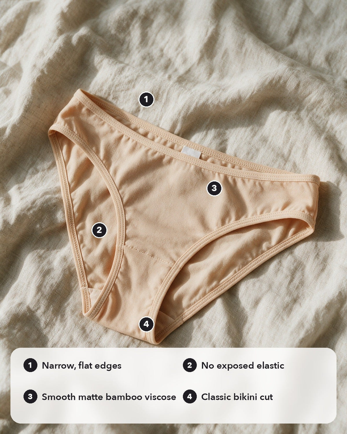 Elodie women's bamboo bikini brief in Beige, benefits