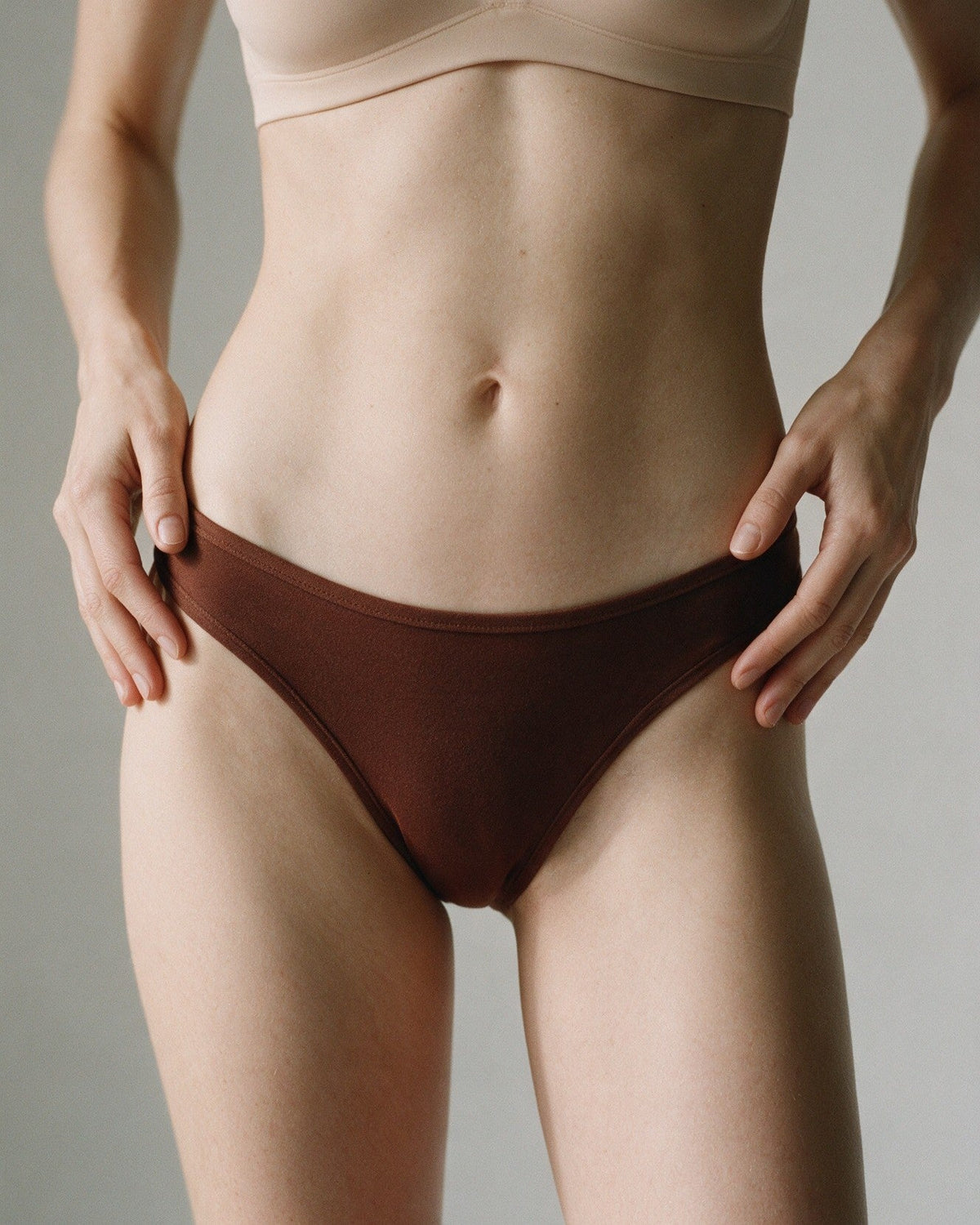 Elodie women's bamboo bikini brief in Brown, front view