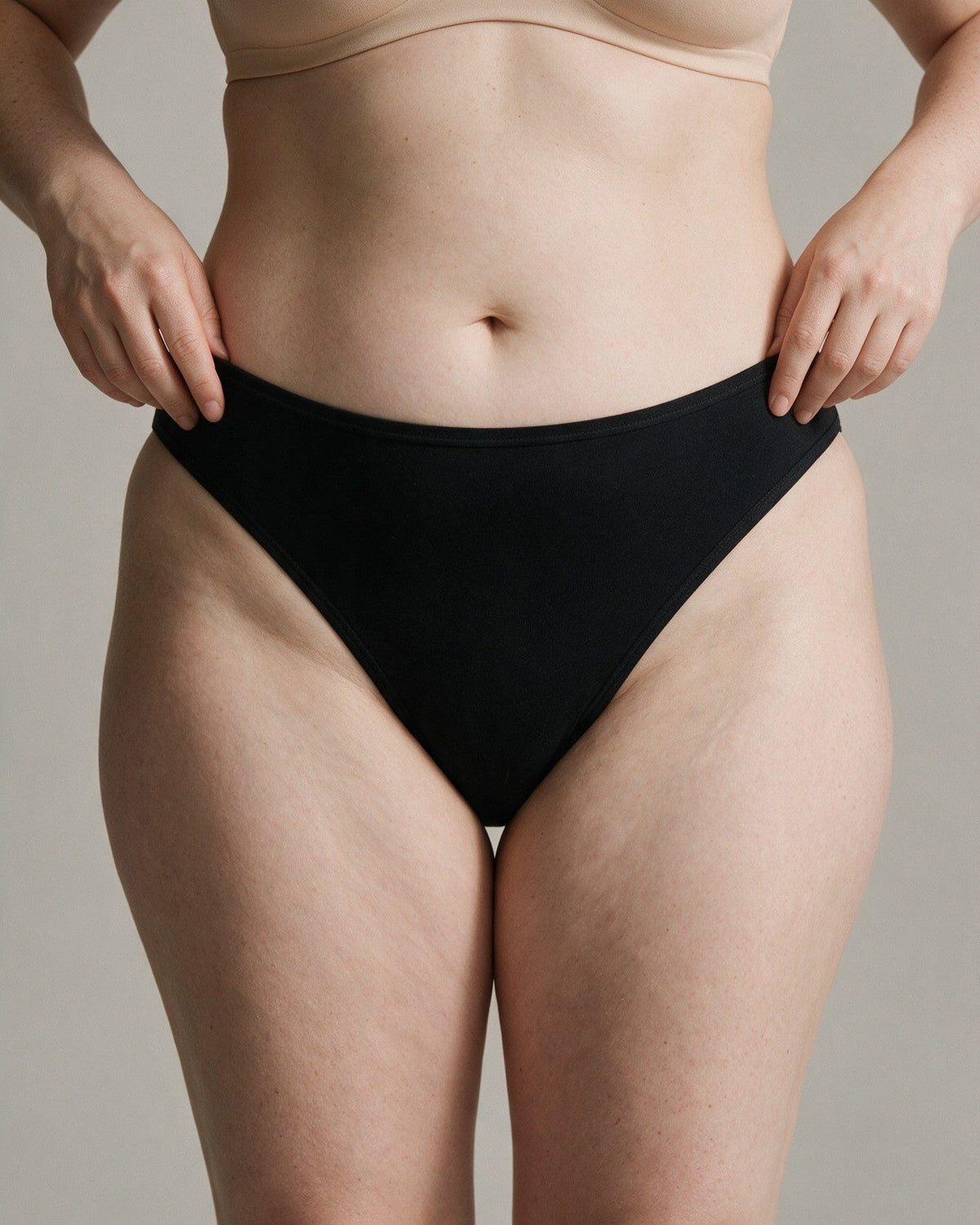 Elodie women's bamboo French-cut brief in Black, front view