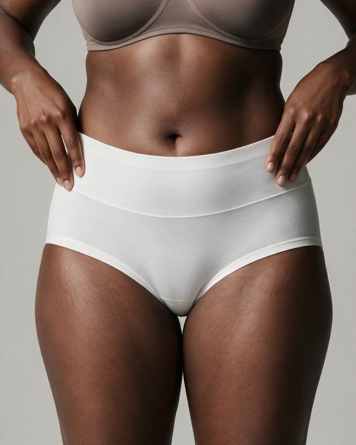 Elodie women's bamboo full brief in White, front view