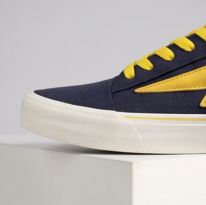 Steady Low-Top Canvas Sneaker with Platform Sole - Navy / Yellow