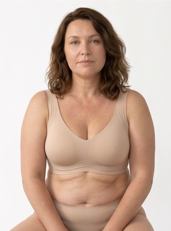 Keld V-Neck Wireless Bra - Nude/Beige