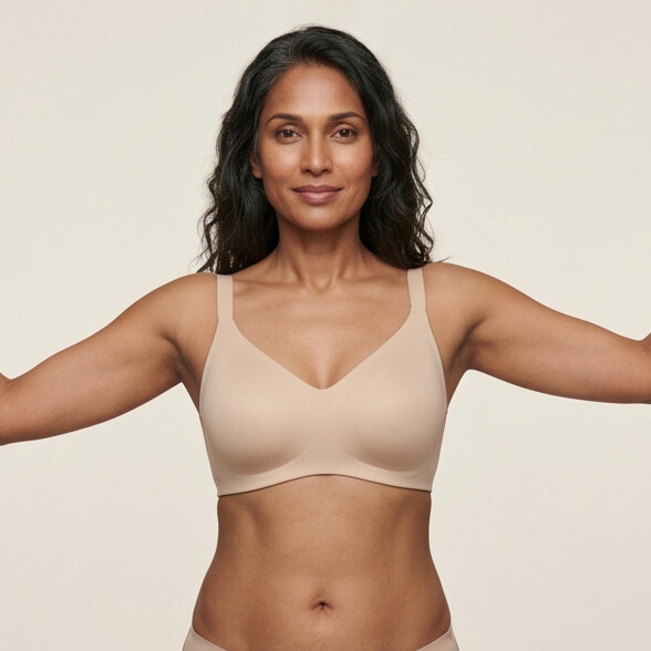 Rove Wide Strap Wireless Bra - Beige