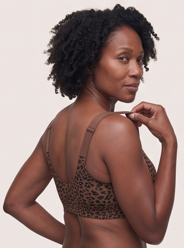 Keld V-Neck Wireless Bra - Leopard Print Brown/Black