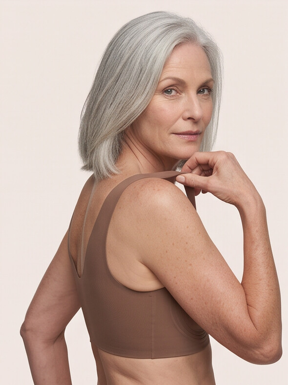 Keld V-Neck Wireless Bra - Taupe/Brown