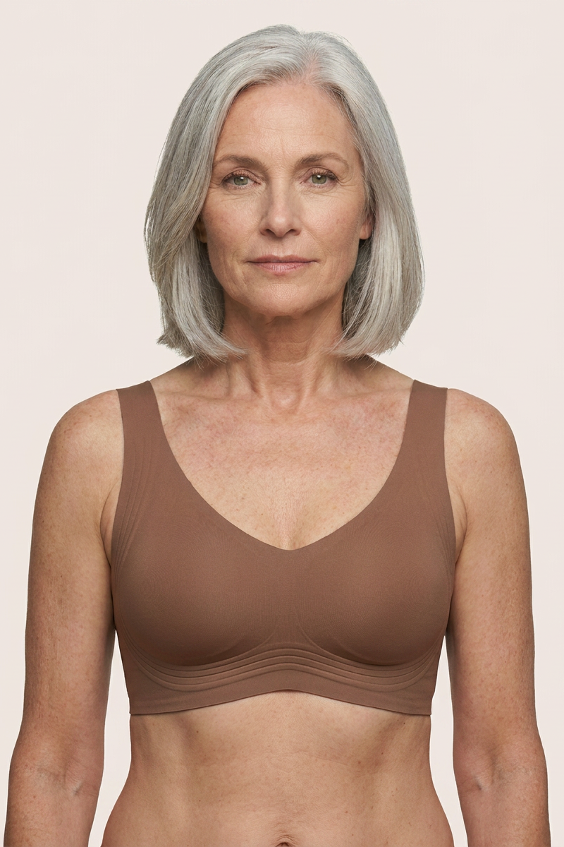Keld V-Neck Wireless Bra - Taupe/Brown