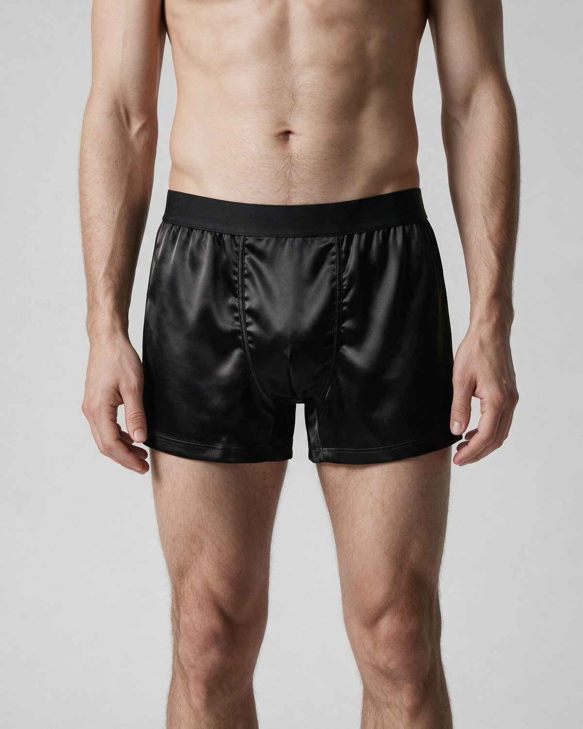 Mayfair men's silk-blend boxer in Black, front view