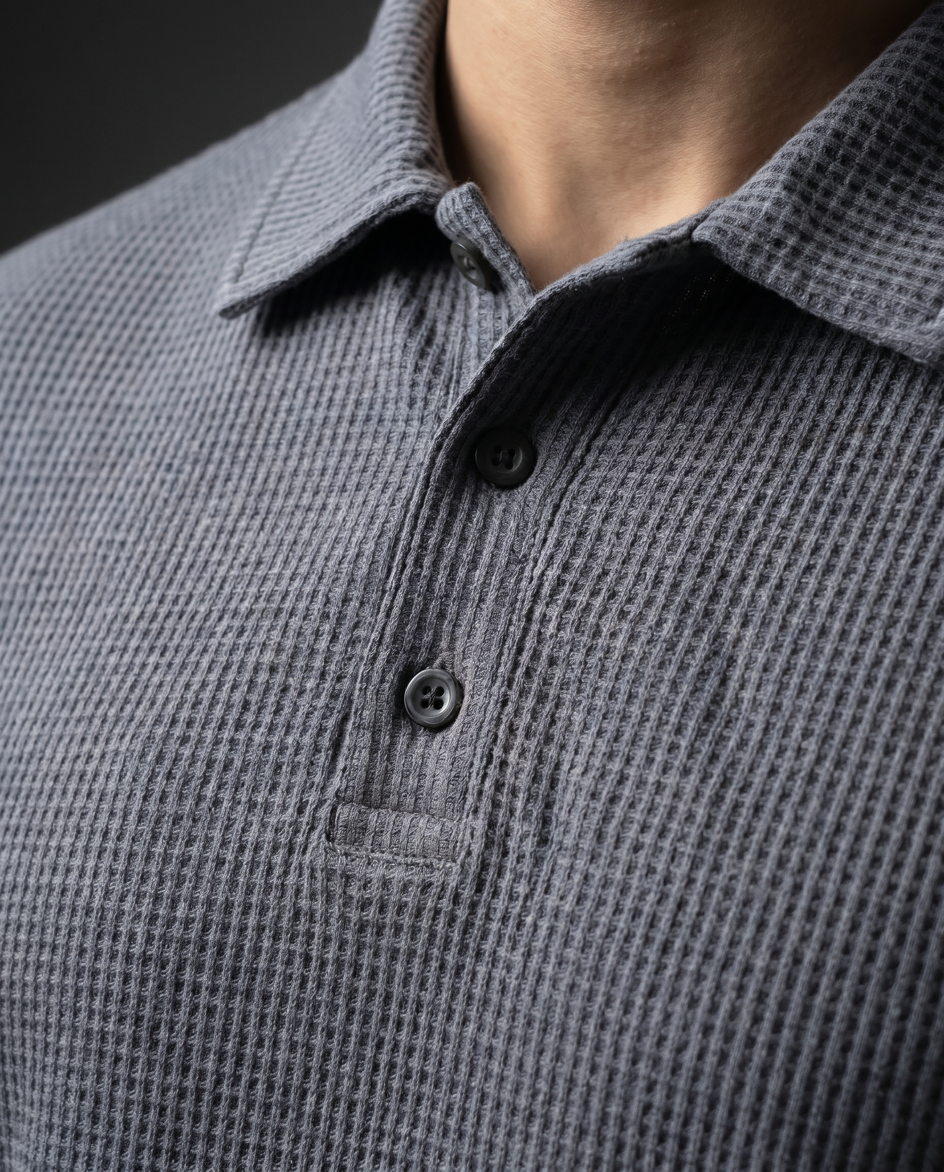 Thermal Knit Polo - Black