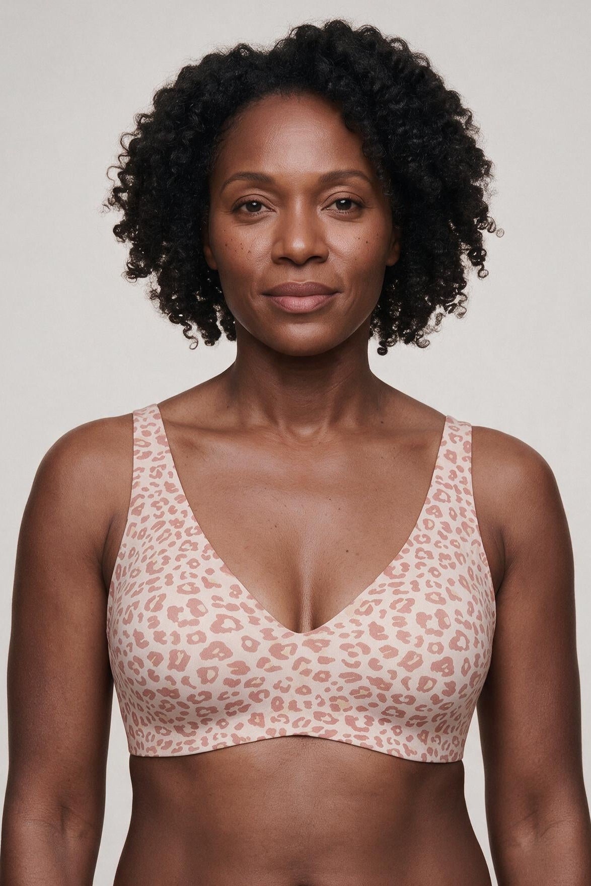Hult — Wireless Leopard Bra - Pink/Rose Leopard