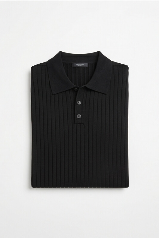 Vernon — Ribbed Short Sleeve Polo Shirt