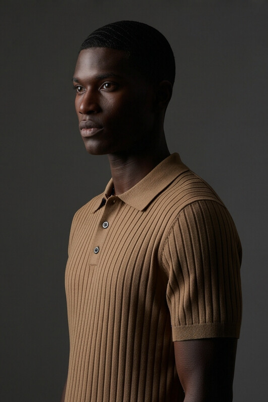 Vernon — Ribbed Short Sleeve Polo Shirt