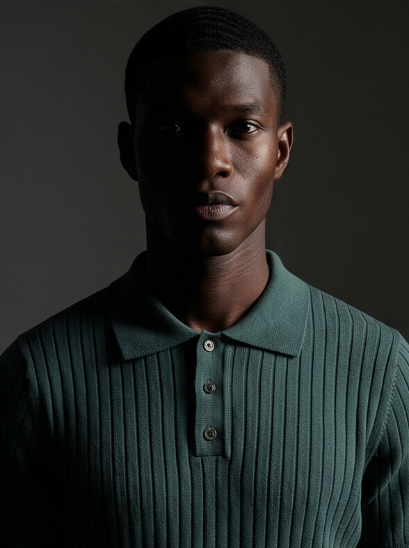 Vernon — Ribbed Short Sleeve Polo Shirt