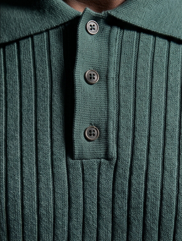 Vernon — Ribbed Short Sleeve Polo Shirt