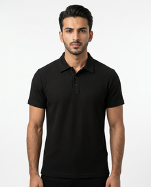 Thermal Knit Polo - Black