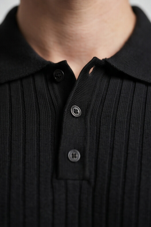 Vernon — Ribbed Short Sleeve Polo Shirt