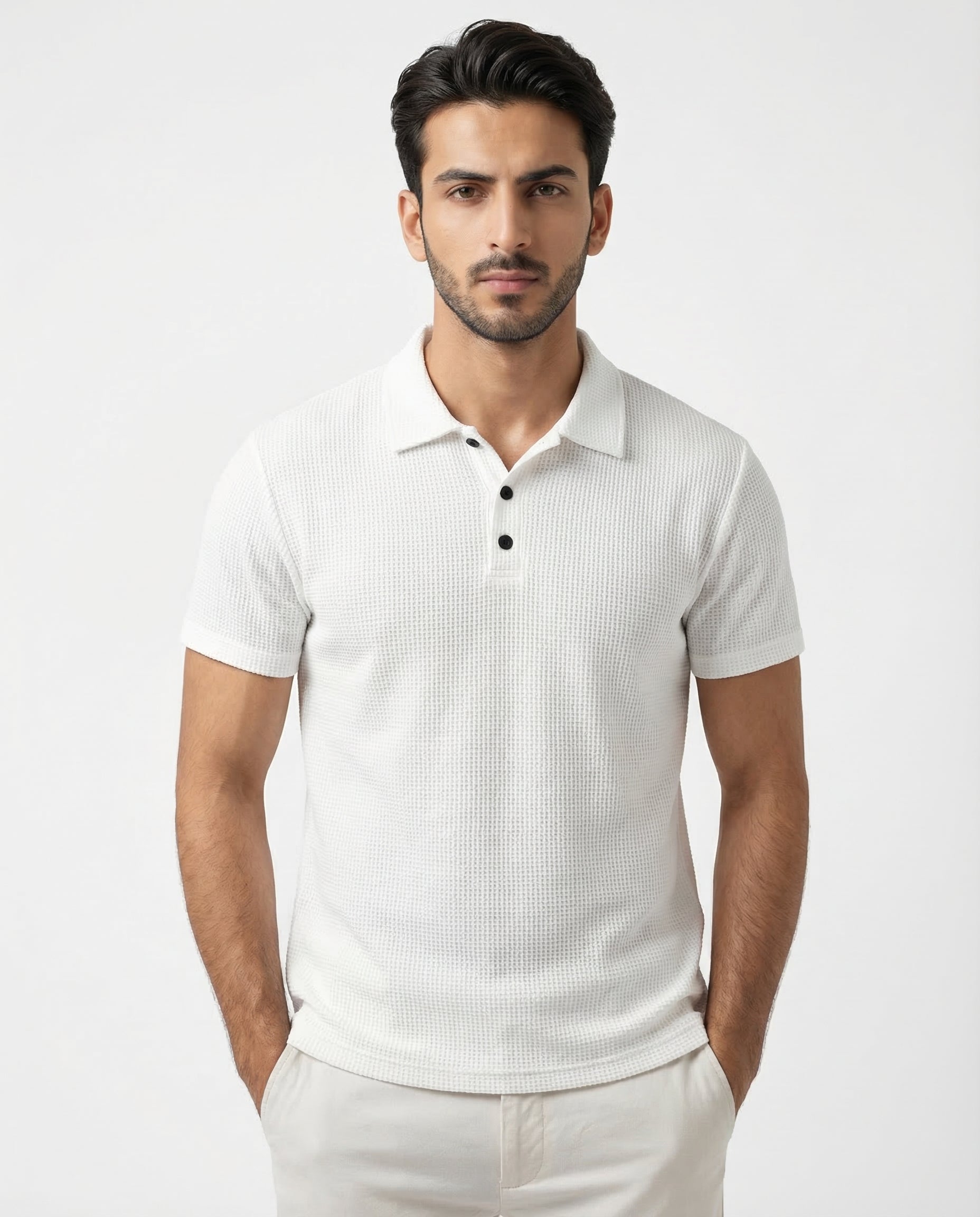 Thermal Knit Polo - White