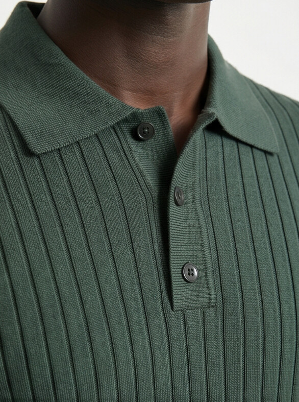 Vernon — Ribbed Short Sleeve Polo Shirt