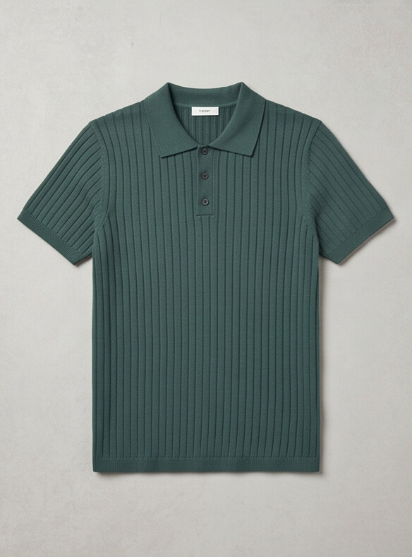Vernon — Ribbed Short Sleeve Polo Shirt