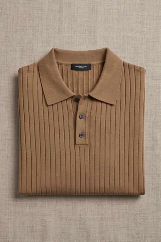 Vernon — Ribbed Short Sleeve Polo Shirt