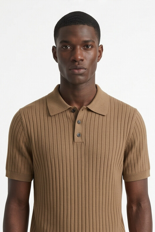 Vernon — Ribbed Short Sleeve Polo Shirt