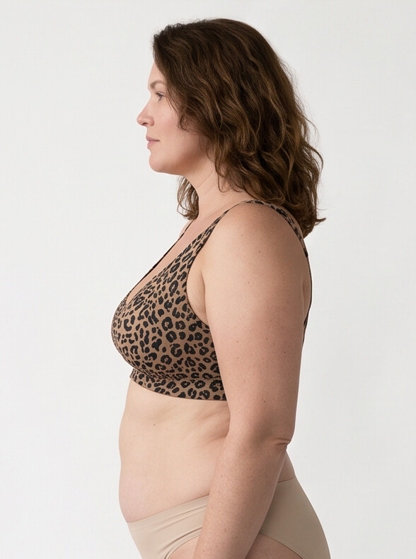 Hult — Wireless Leopard Bra - Tan/Black Leopard