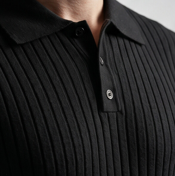 Vernon — Ribbed Short Sleeve Polo Shirt