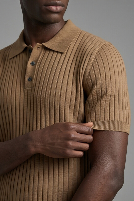 Vernon — Ribbed Short Sleeve Polo Shirt