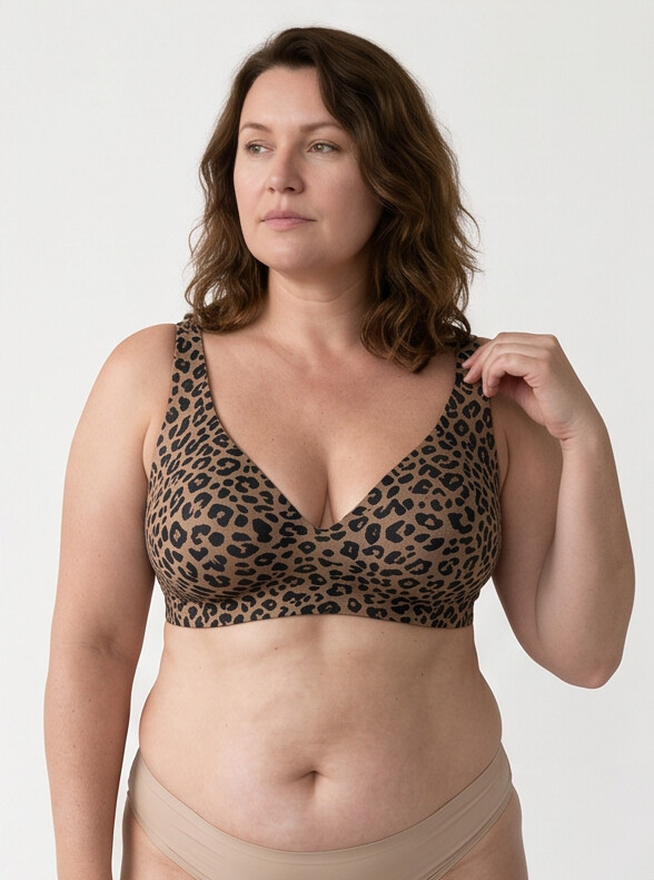 Hult — Wireless Leopard Bra - Tan/Black Leopard