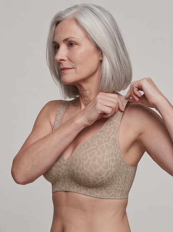 Hult — Wireless Leopard Bra - Beige/Brown Leopard