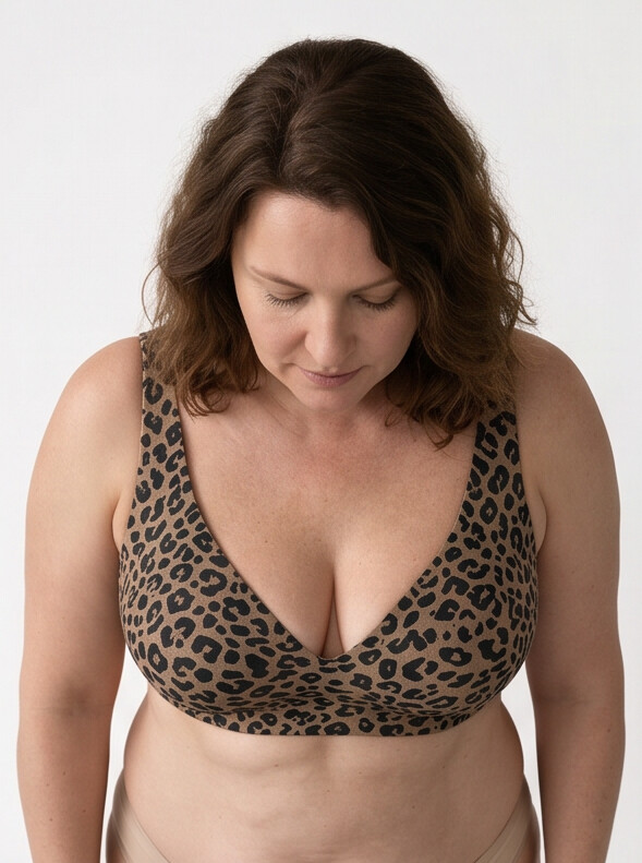 Hult — Wireless Leopard Bra - Tan/Black Leopard