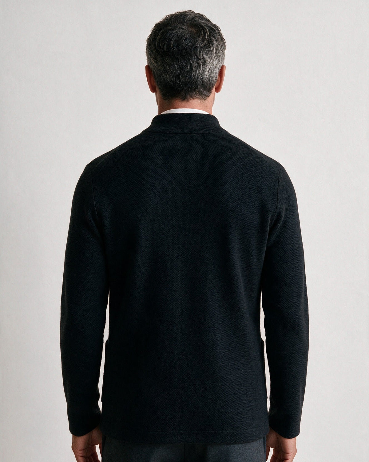 Ashby men's knit blazer in Black, back view
