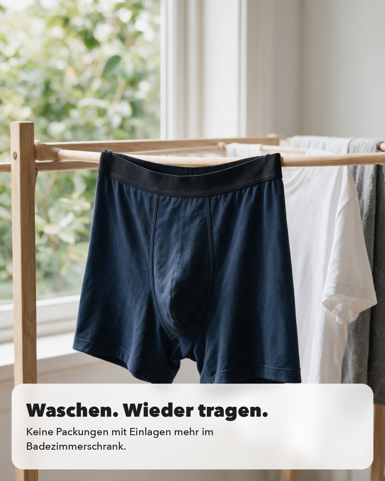 6. Waschen, wieder tragen — keine Kartons voller Einlagen mehr