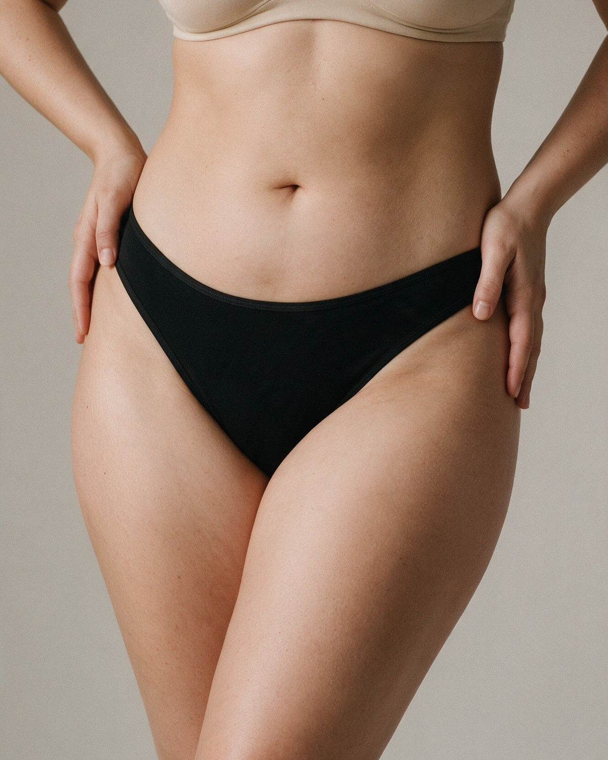 Elodie women's bamboo bikini brief in Black, front view