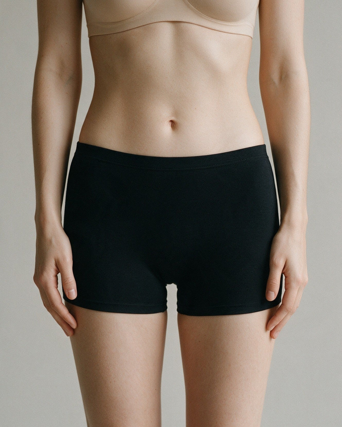 Elodie women's bamboo boyshort in Black, front view
