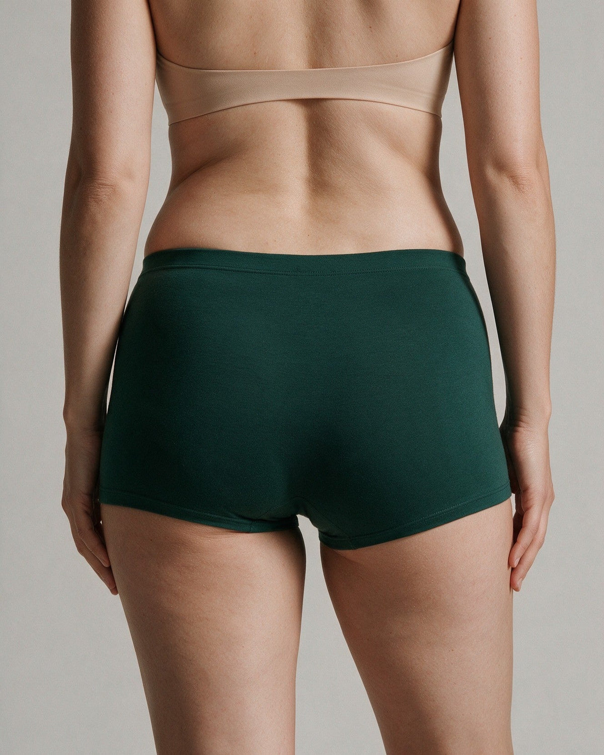 Elodie women's bamboo boyshort in Green, back view