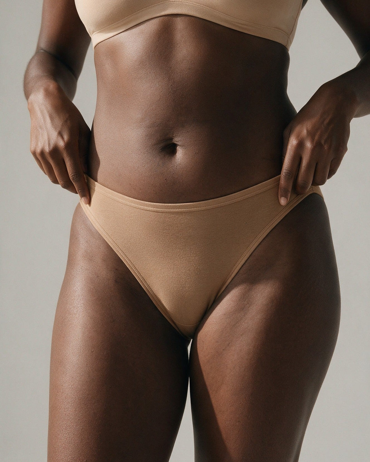 Elodie women's bamboo French-cut brief in Beige, front view