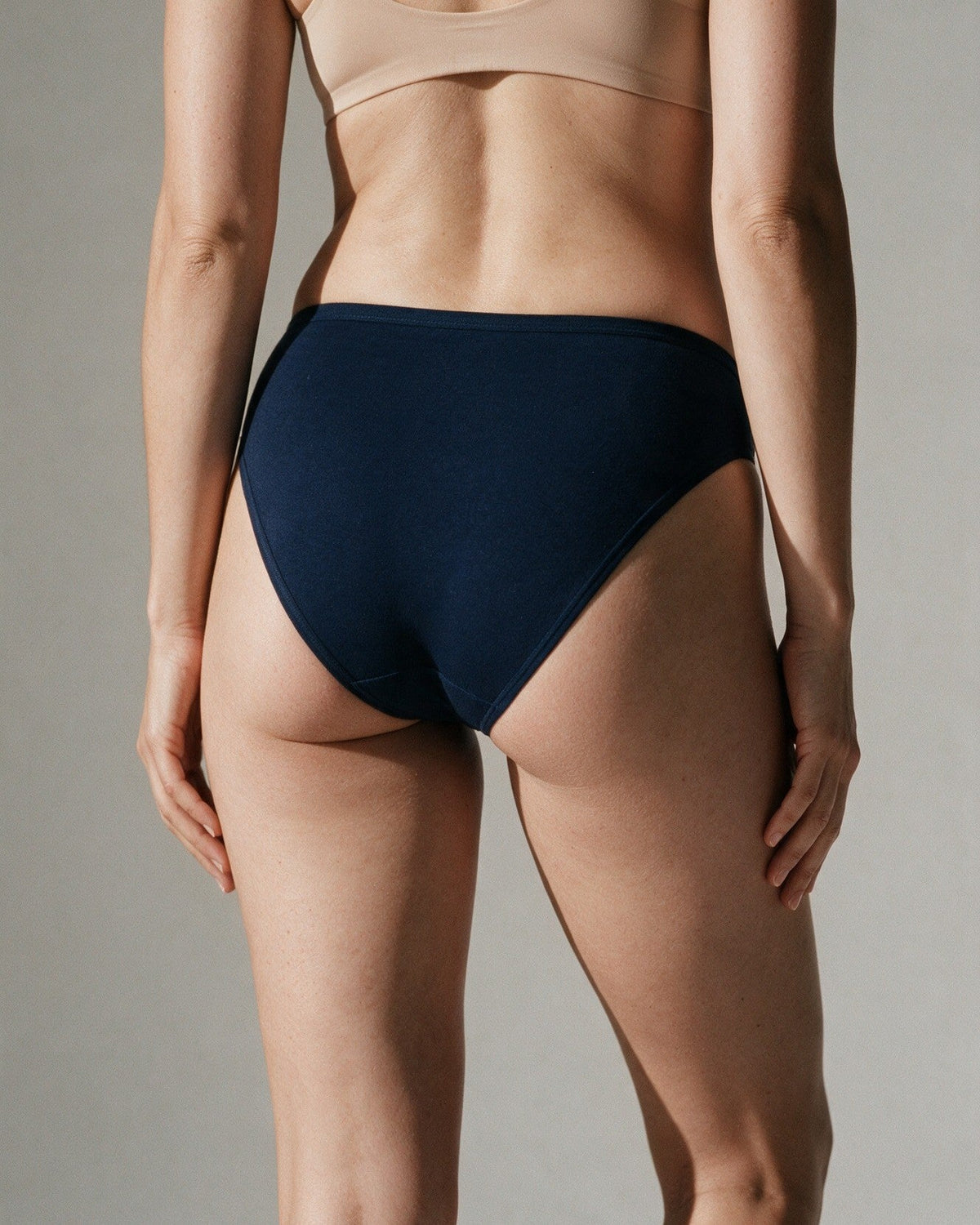 Elodie women's bamboo French-cut brief in Navy, back view